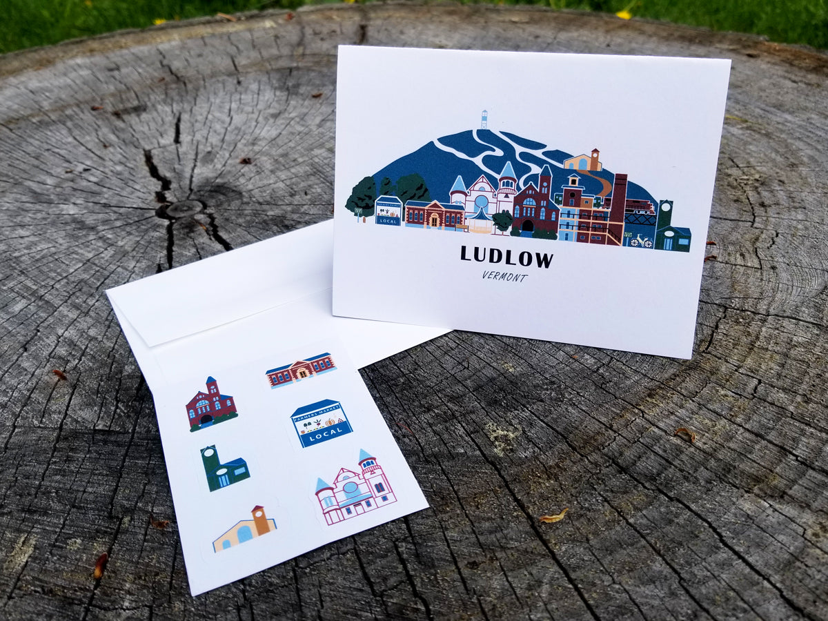 Ludlow Vermont Cityscape | Blank Greeting Card Set