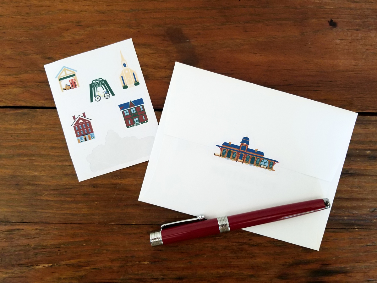 Waterbury Vermont Cityscape | Blank Note Card Set | 6 A2 Cards + Envelopes