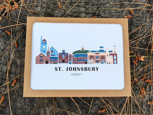 St. Johnsbury Vermont Cityscape | Blank Greeting Card Set