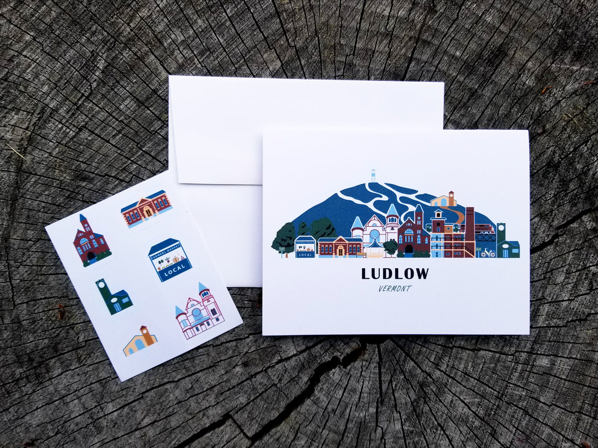 Ludlow Vermont Cityscape | Blank Greeting Card Set